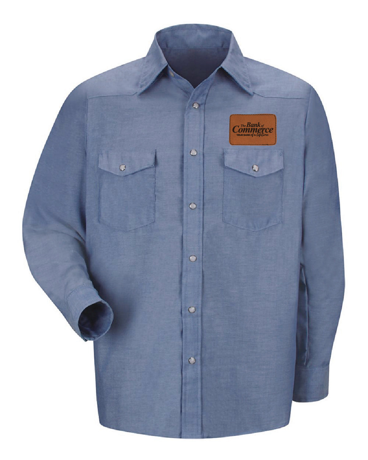 Bank of Commerce - Leather Patch - Men's Western Style Long Sleeve - SC14