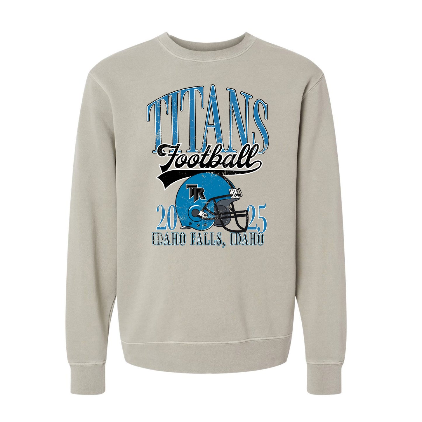 Thunder Ridge Football - Football Helmet - Cement Pigment Crewneck Sweatshirt