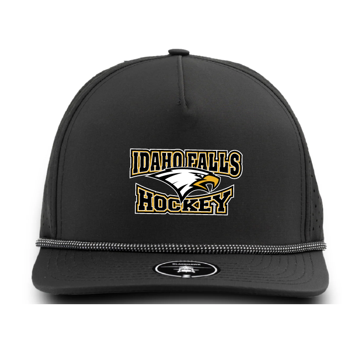 IFYHA - ZAPPED HEADWEAR - BLACKHAWK R+ 5 Panel Medium Profile Snapback w/ Rope