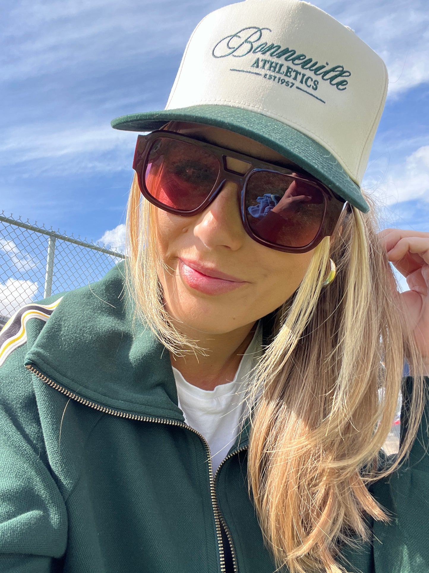 Bonneville High School - Embroidered Design - Otto Hat - Tan and Green w/ Embroidered Bonneville Athletics