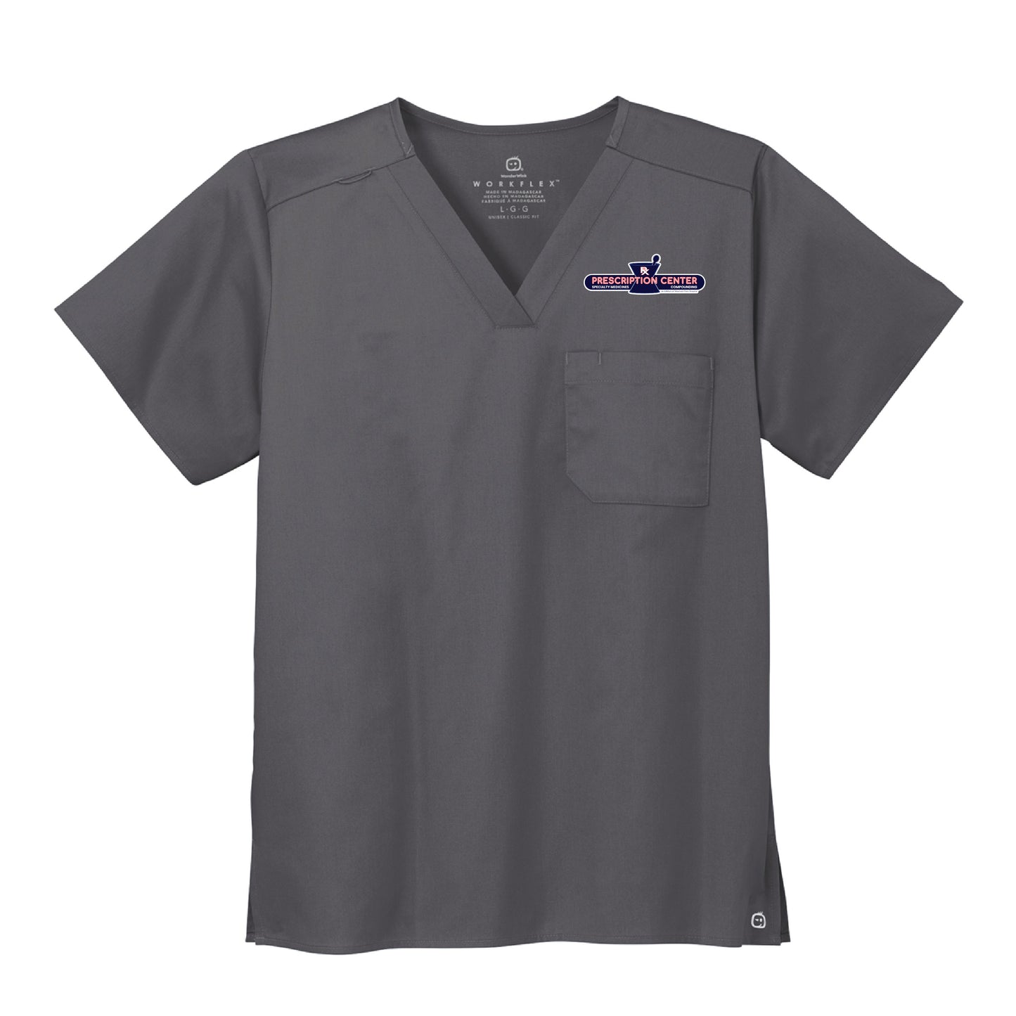 PCSMC (Prescription Center Specialty Medicines Compounding) - Standard Scrubs Unisex WorkFlex Chest Pocket V-neck Top