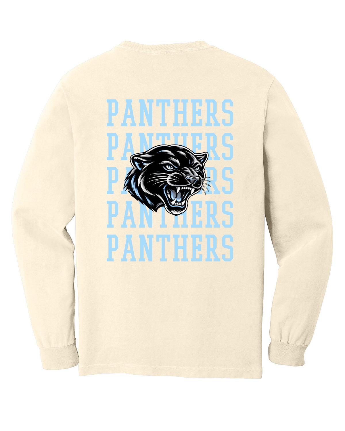West Jefferson High School x VAST Apparel - Long Sleeve Comfort Colors Tee - West Jefferson Pocket Front / PANTHERS (Repeating) Back