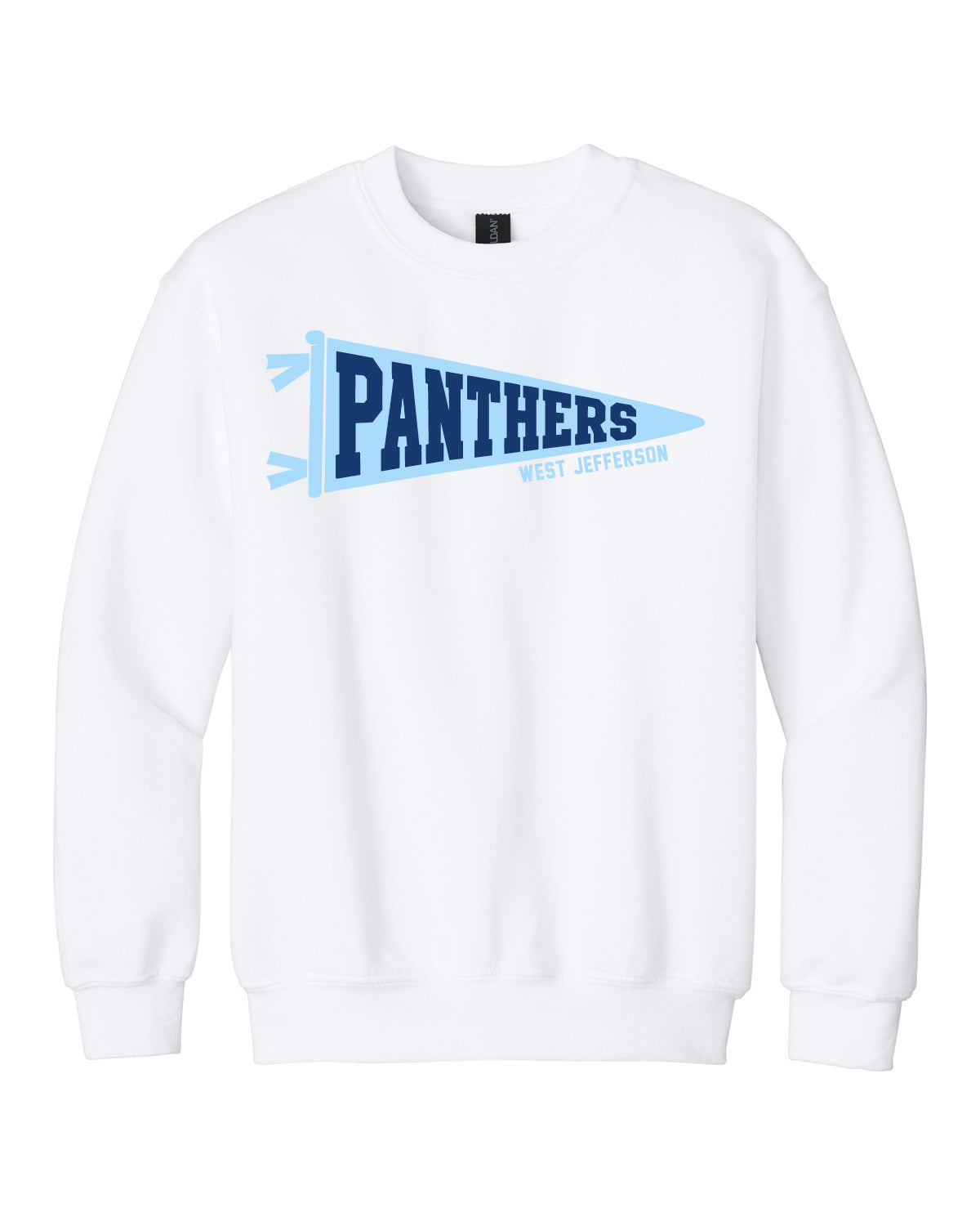 West Jefferson High School x VAST Apparel - Youth Gildan Crewneck - Panthers Pennant Flag - Full Size Print