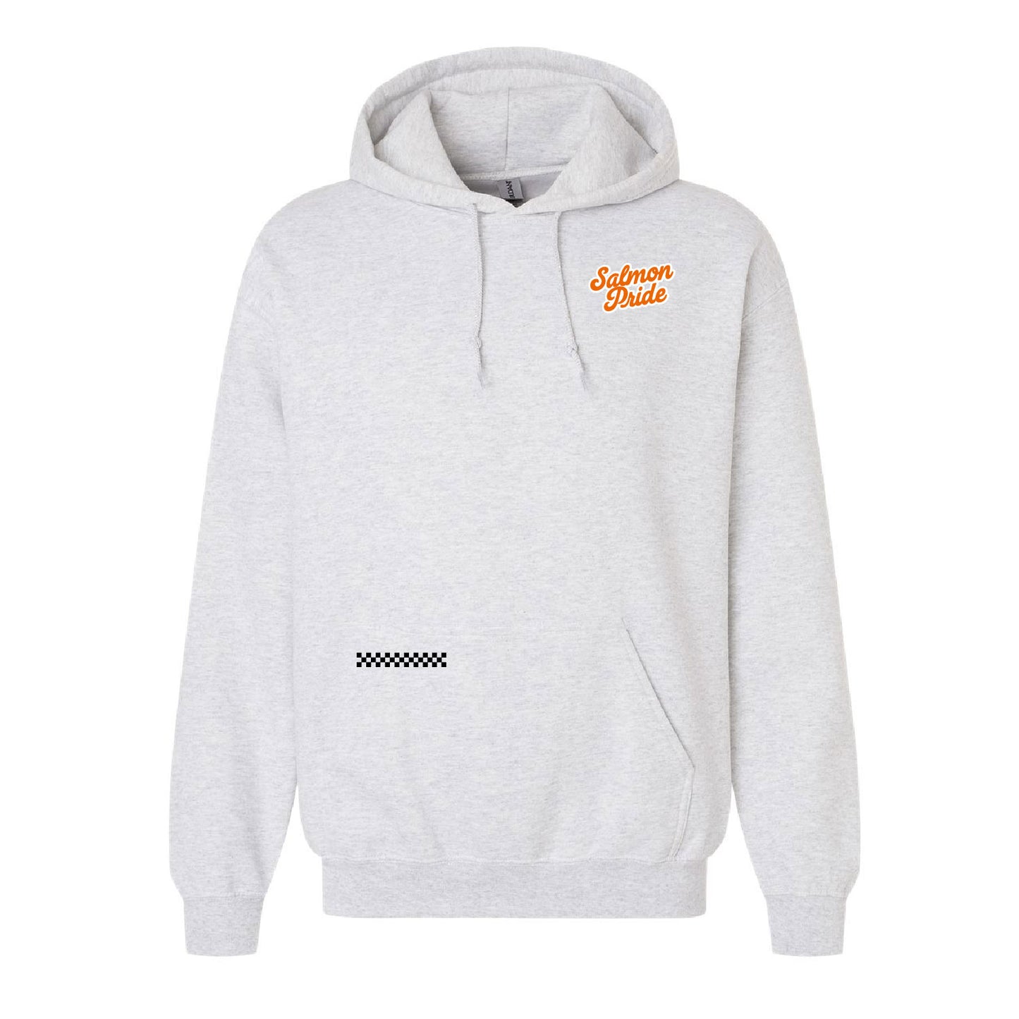 Salmon Pride (cursive) Checkers - Adult ASH Hoodies