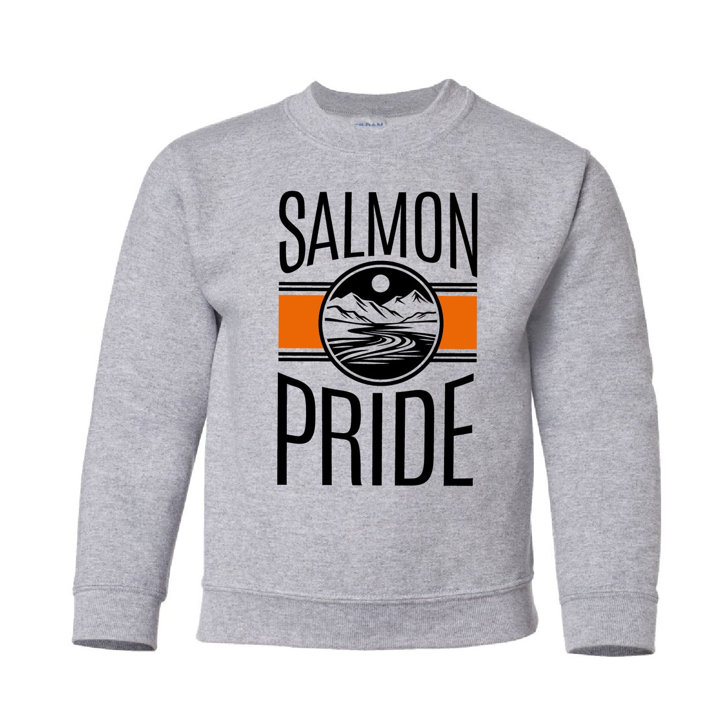 Scenic Salmon Pride - Gray Crewneck Sweatshirts