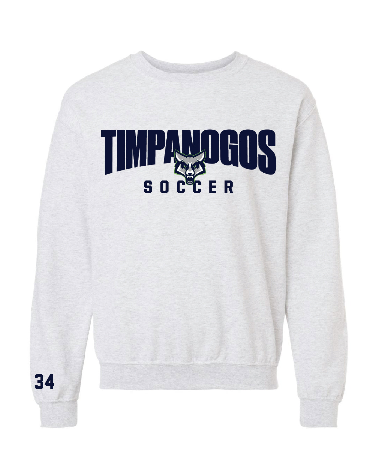 Timpanogos Soccer - Gildan Basic Fleece Crewneck - Large Printed Logo + Custom Number