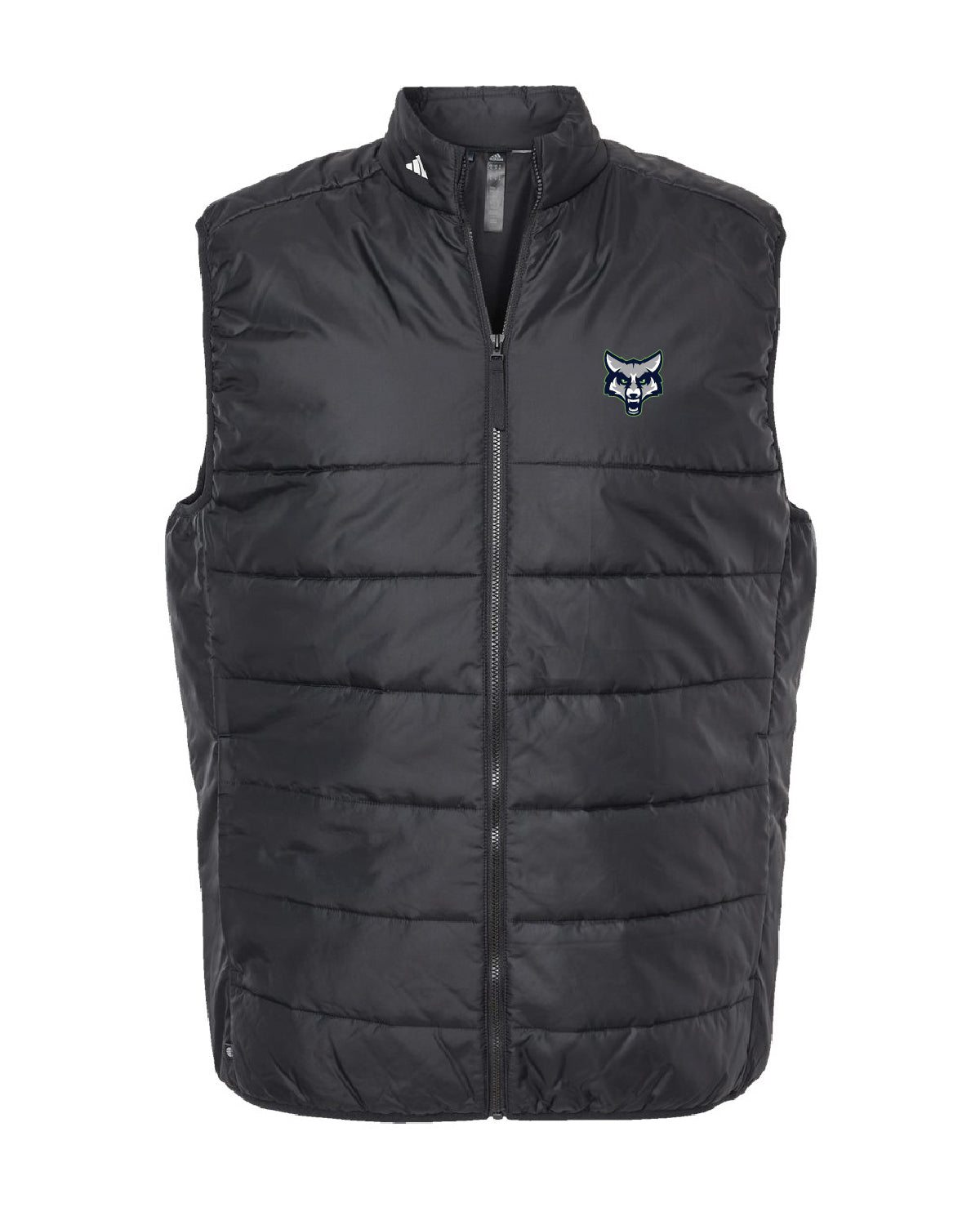 Timpanogos Soccer - Black Mens Adidas Puffer Vest - A572 - Embroidered Mascot