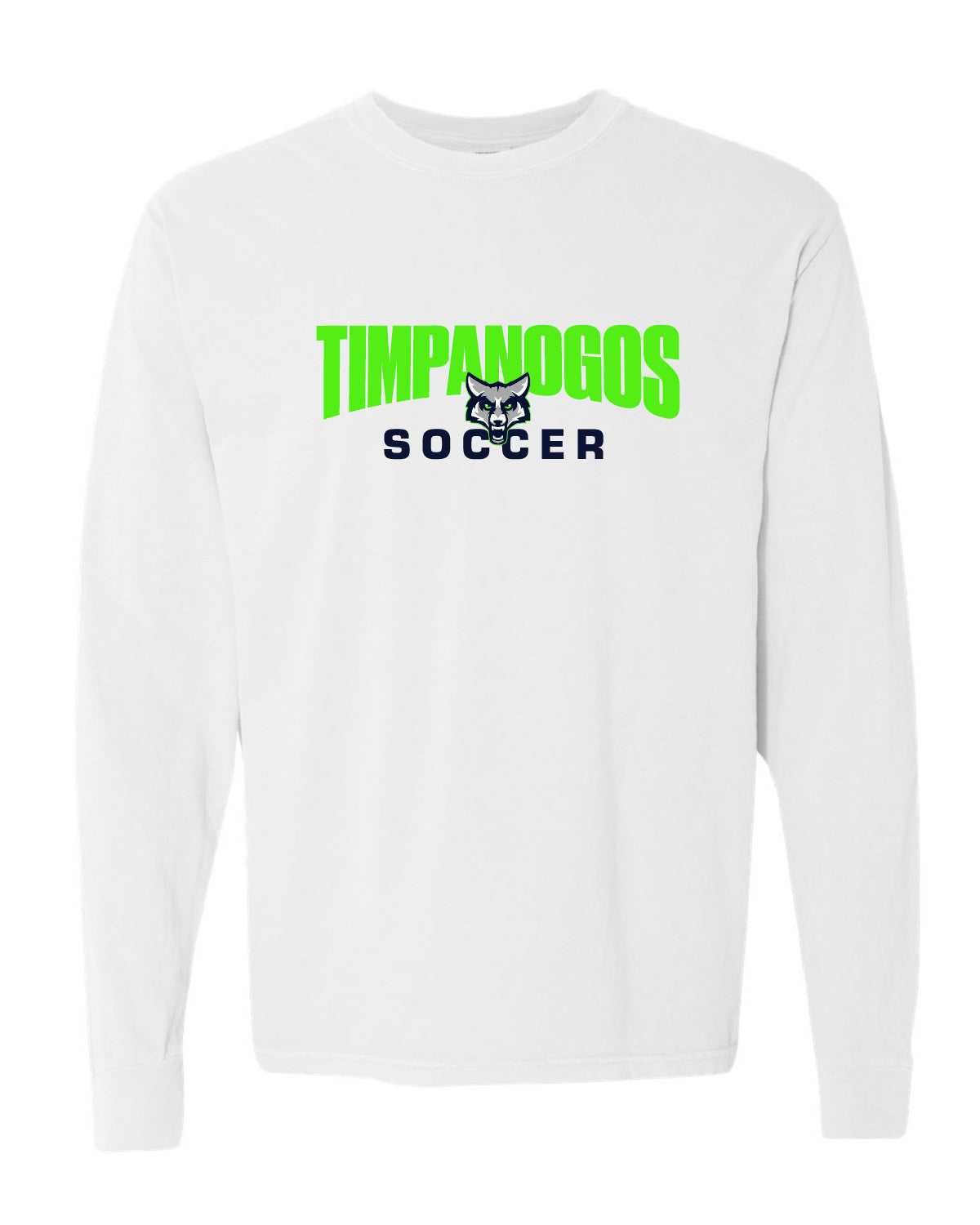 Timpanogos Soccer - Long Sleeve Comfort Colors Tee - Large Printed Logo