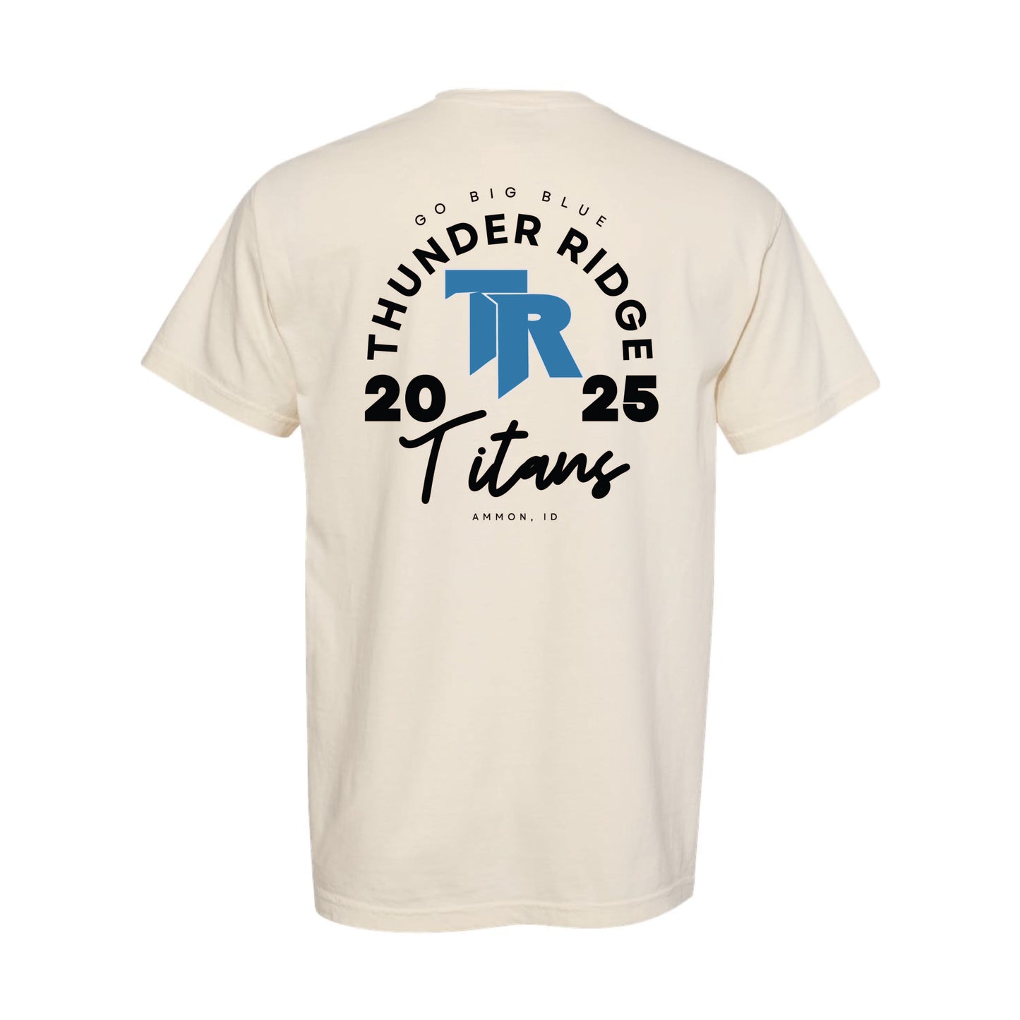 Thunder Ridge Football - TR (pocket) - Go Big Blue (back) - Ivory Comfort Colors Tee