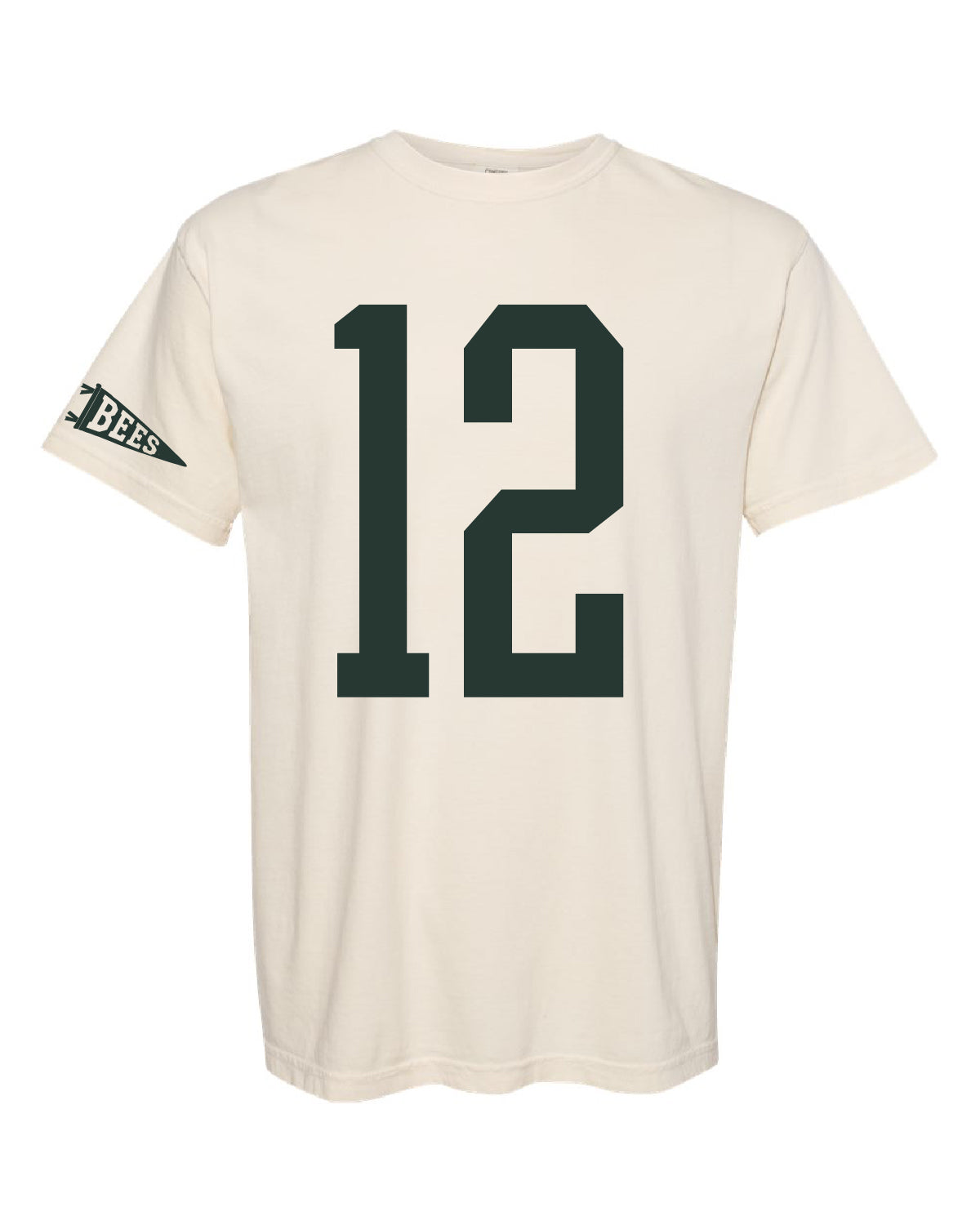 Bonneville Soccer - Comfort Colors Tee - Custom Number Front - Bees Pennant Flag Sleeve