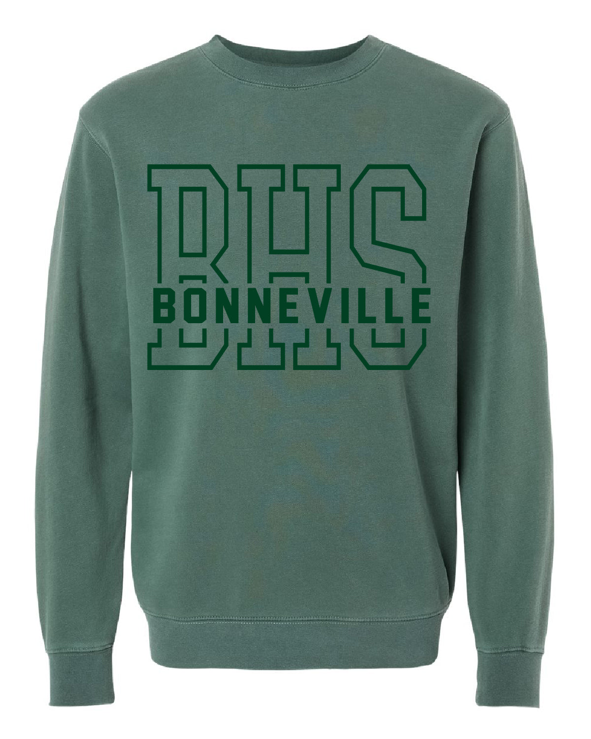 Bonneville Soccer - PRM3500 - Alpine Green Pigment Crewneck - BHS Outline - Bonneville