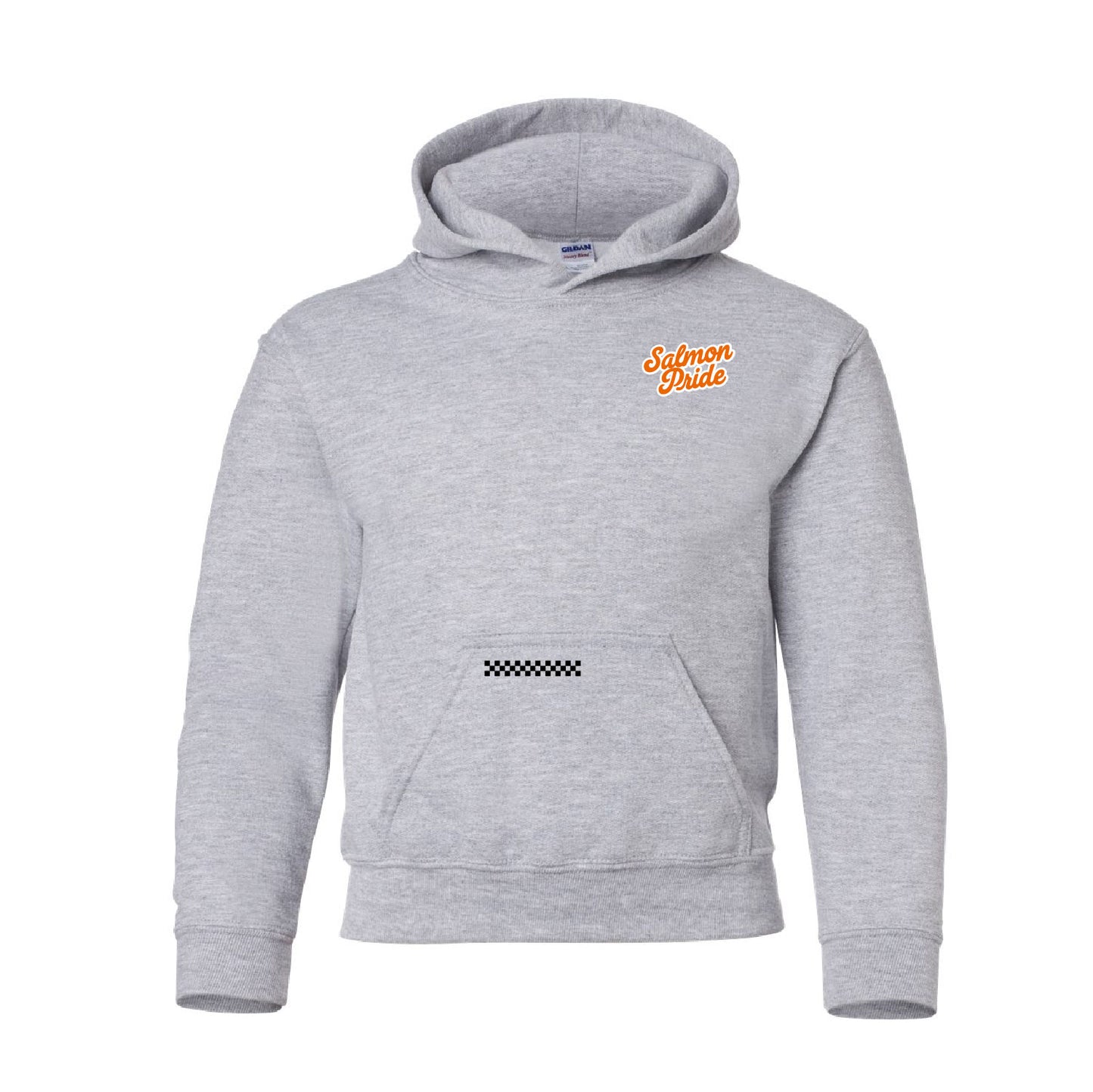 Salmon Pride (cursive) Checkers - Youth SPORT GREY Hoodies