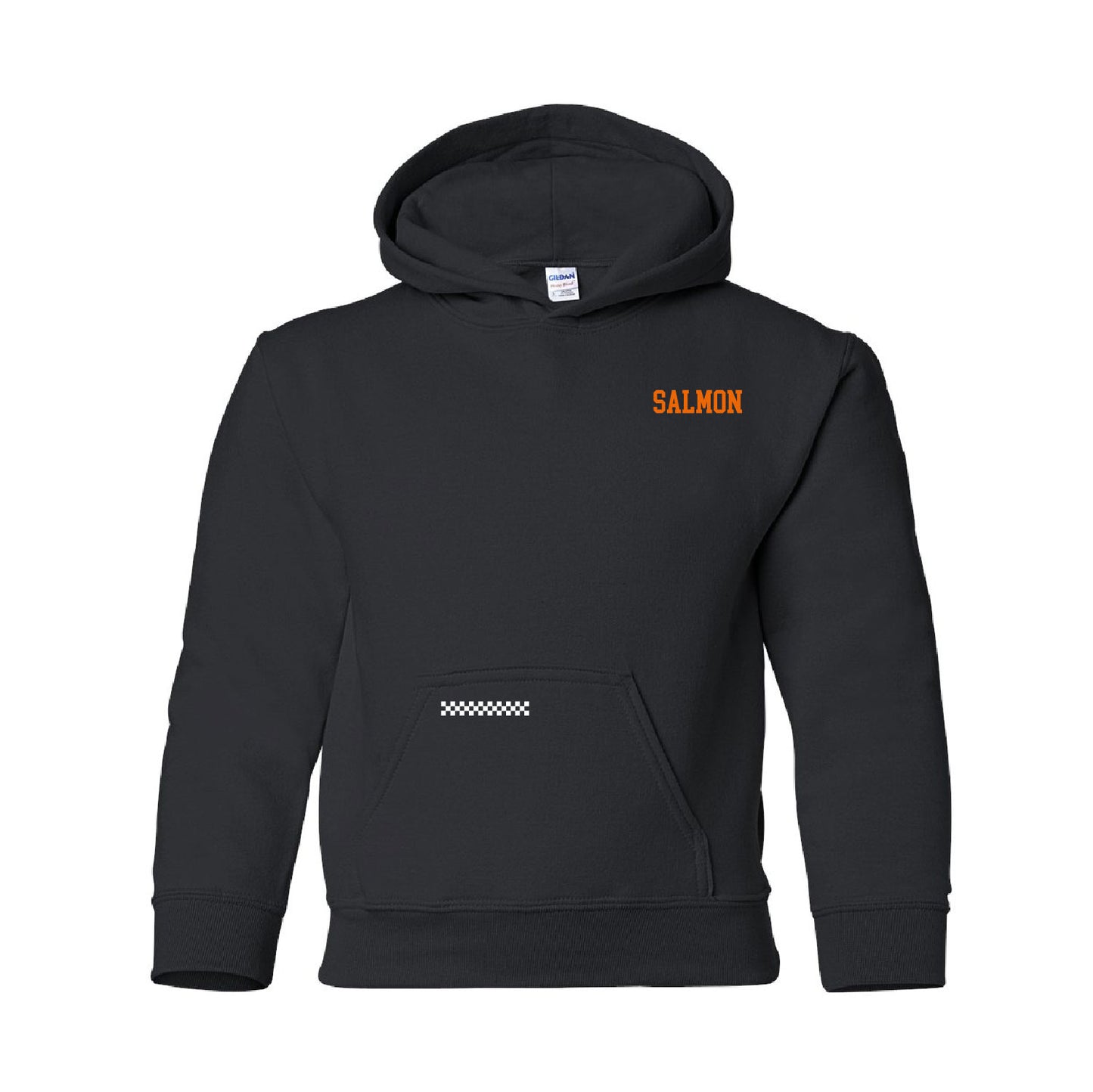 Checkered Block Salmon - Youth BLACK Hoodies