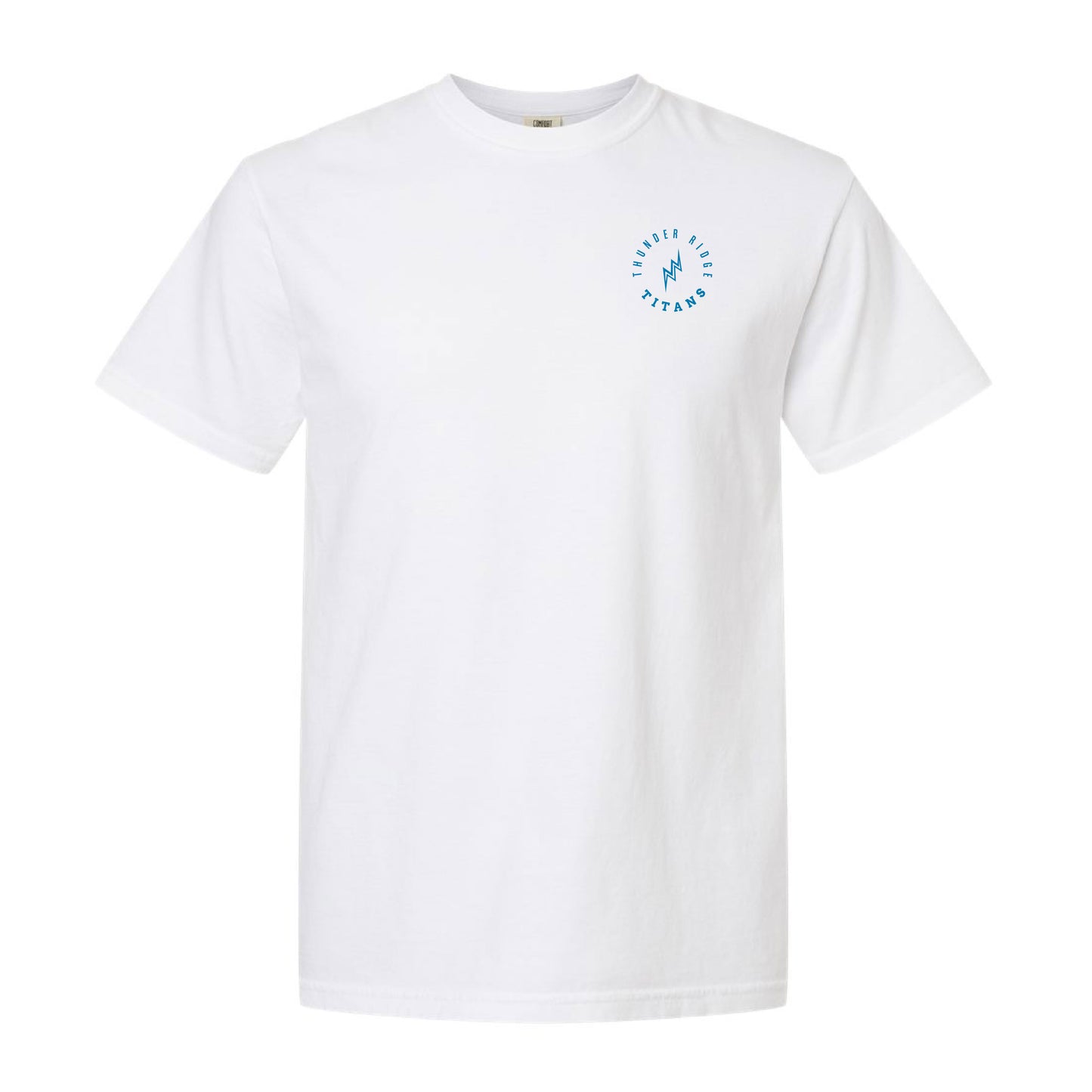 Thunder Ridge Football - Lightning Bolt Circle - White Comfort Colors Tee