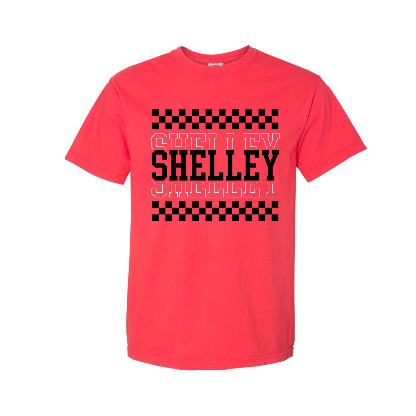 Shelley Russets - Checker Shelley - Paprika Comfort Colors Tee