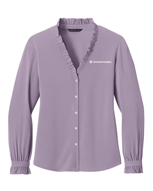 Activated Insights - Embroidered - Brooks Brothers Women’s Long Sleeve Ruffle Collar Blouse - BB18011