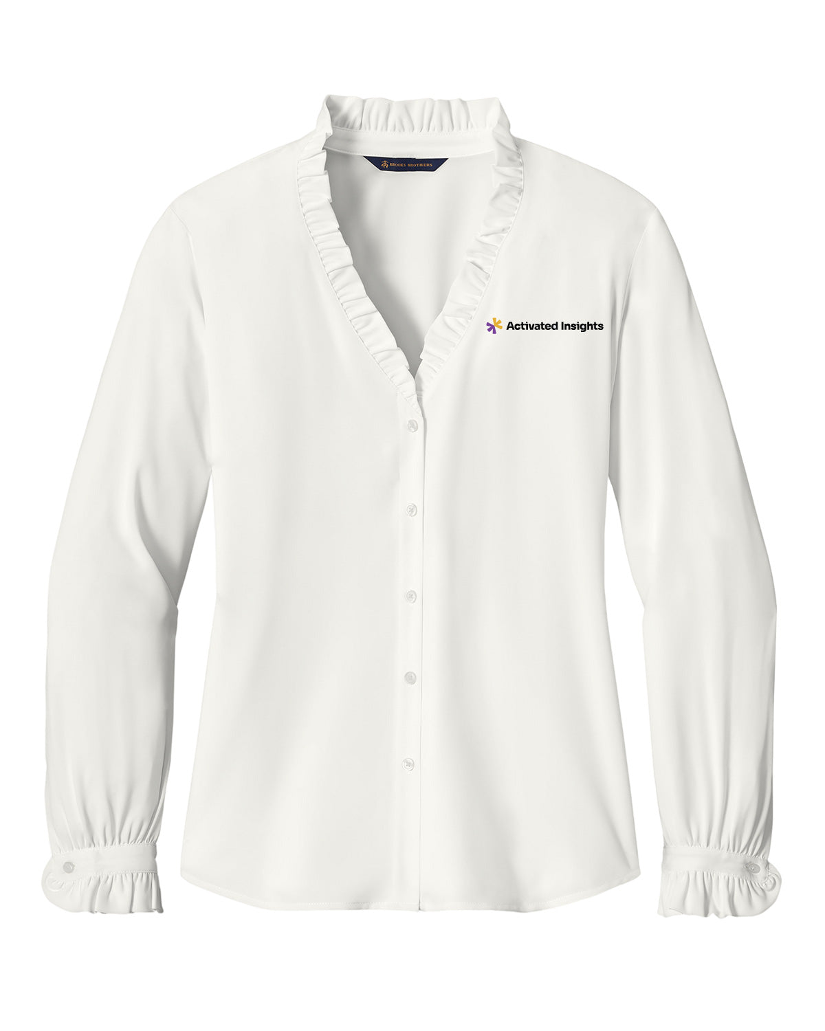 Activated Insights - Embroidered - Brooks Brothers Women’s Long Sleeve Ruffle Collar Blouse - BB18011