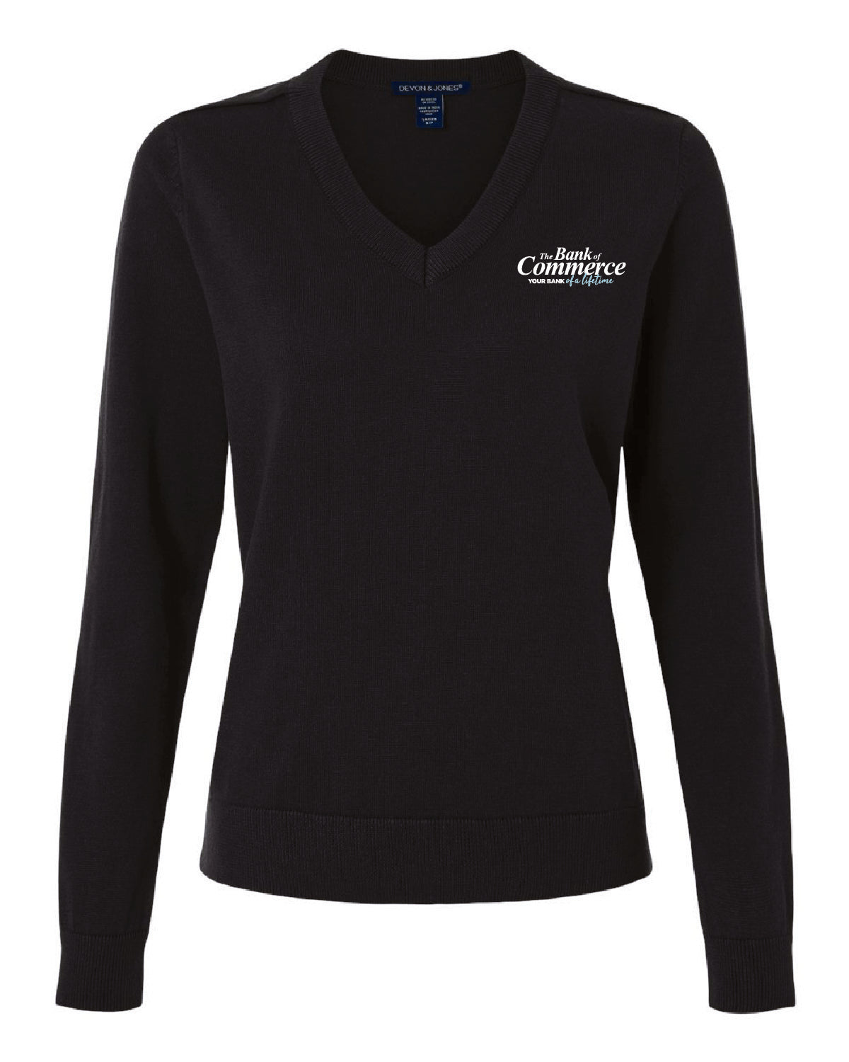 Bank of Commerce - Embroidered Pocket - Women's V-neck Sweater - DG445W