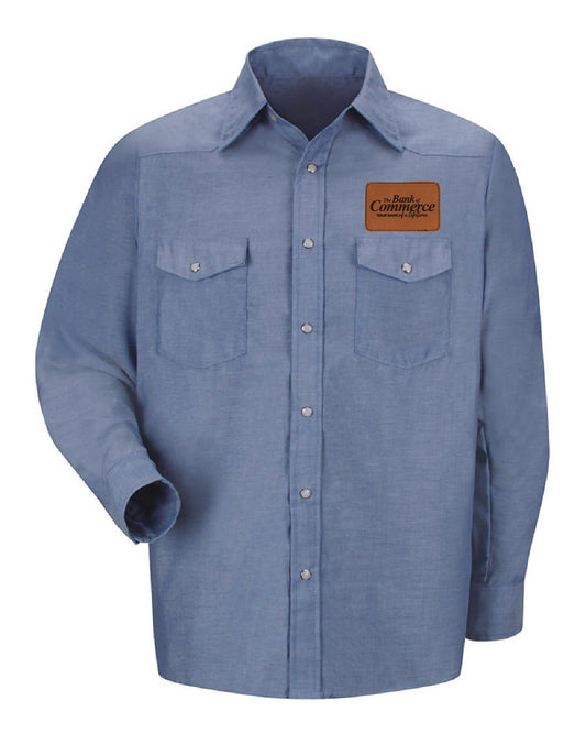 Bank of Commerce - Leather Patch - Men's Western Style Long Sleeve - SC14
