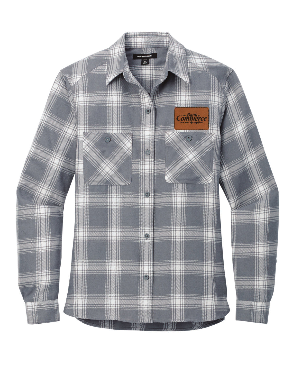 Bank of Commerce - Leather Patch - Port Authority Women's Plaid Flannel - LW669