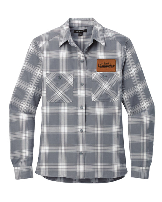 Bank of Commerce - Leather Patch - Port Authority Women's Plaid Flannel - LW669