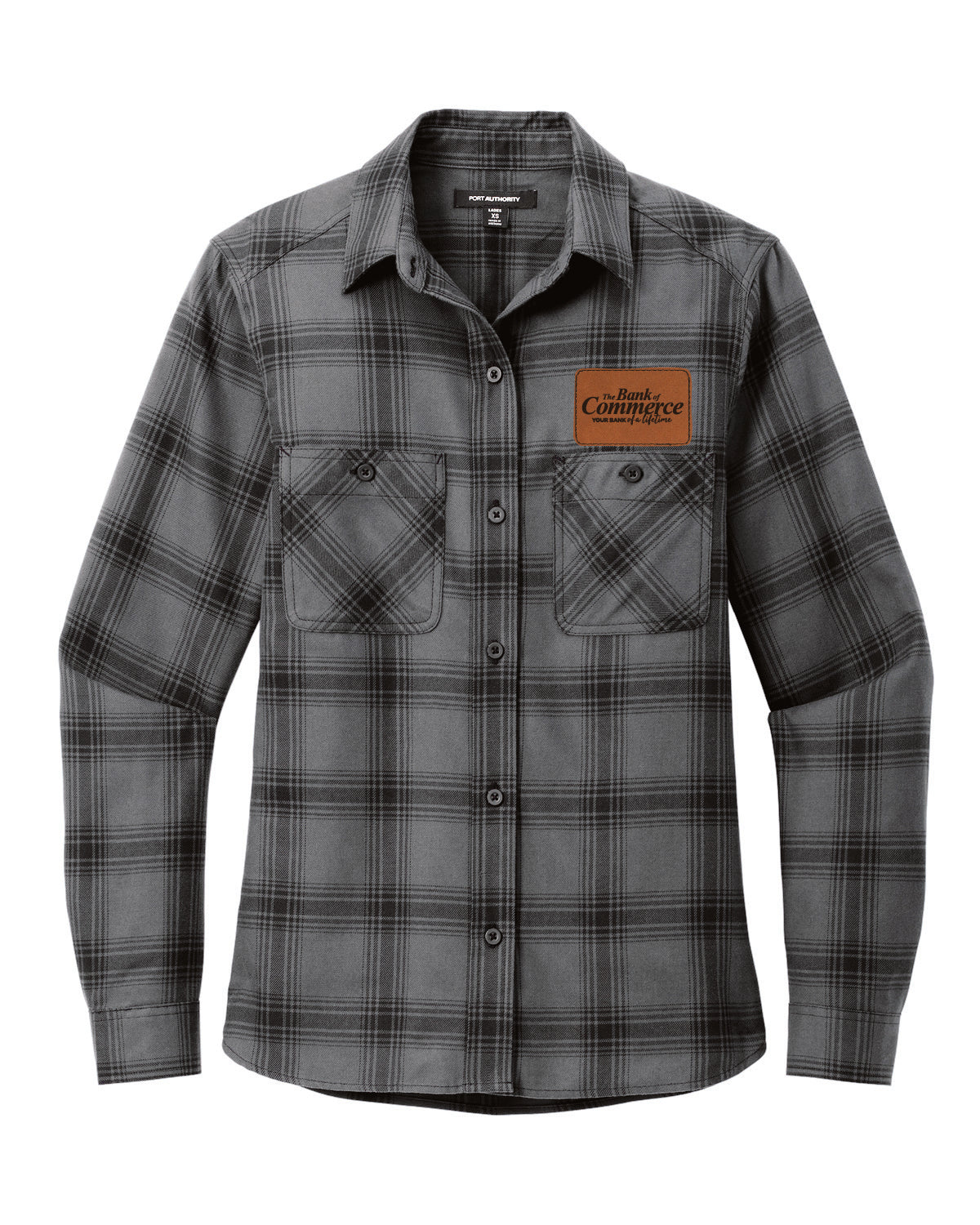 Bank of Commerce - Leather Patch - Port Authority Women's Plaid Flannel - LW669