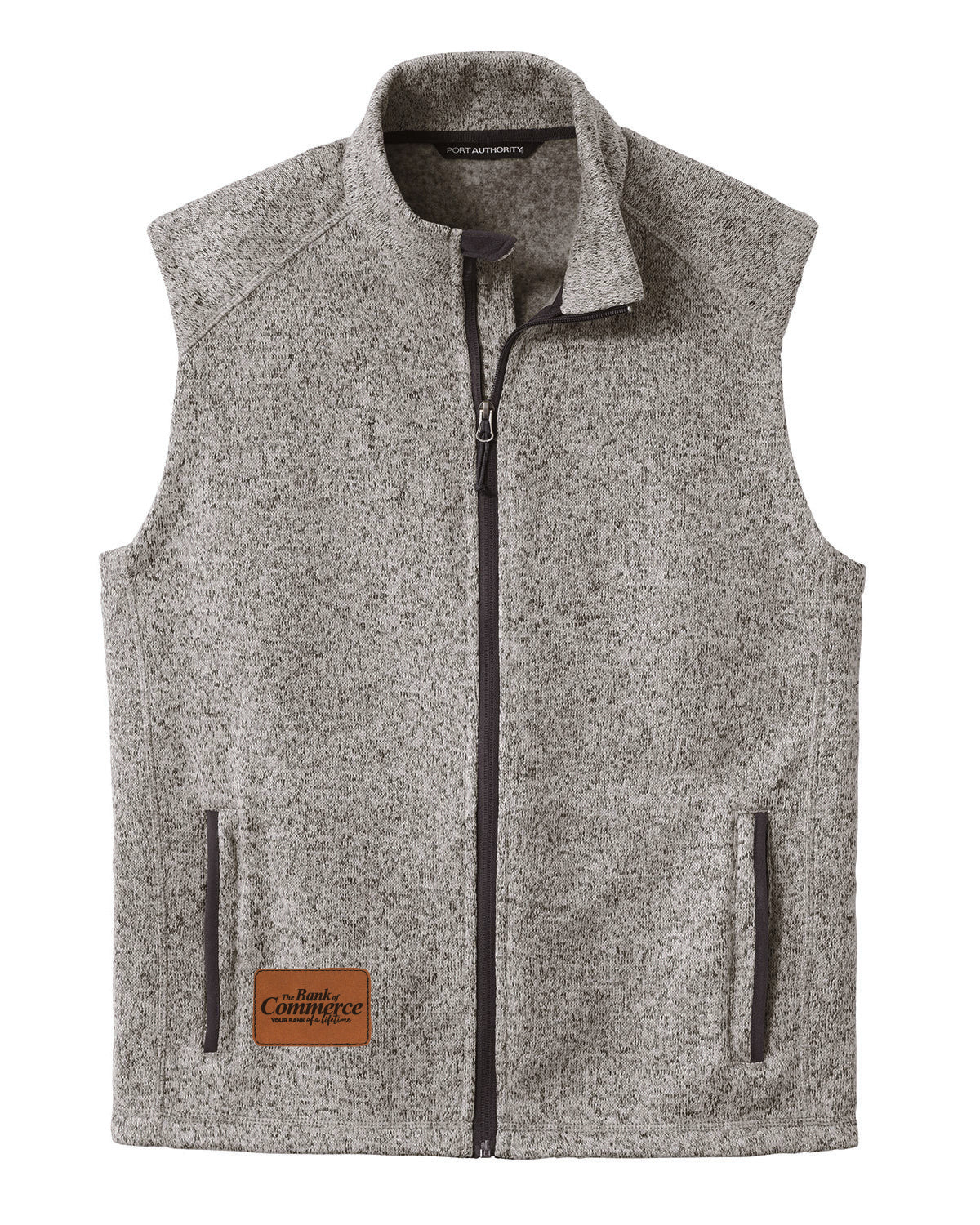 Bank of Commerce - Leather Patch - MENS Port Authority Sweater Fleece Vest - F236