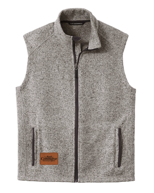 Bank of Commerce - Leather Patch - MENS Port Authority Sweater Fleece Vest - F236