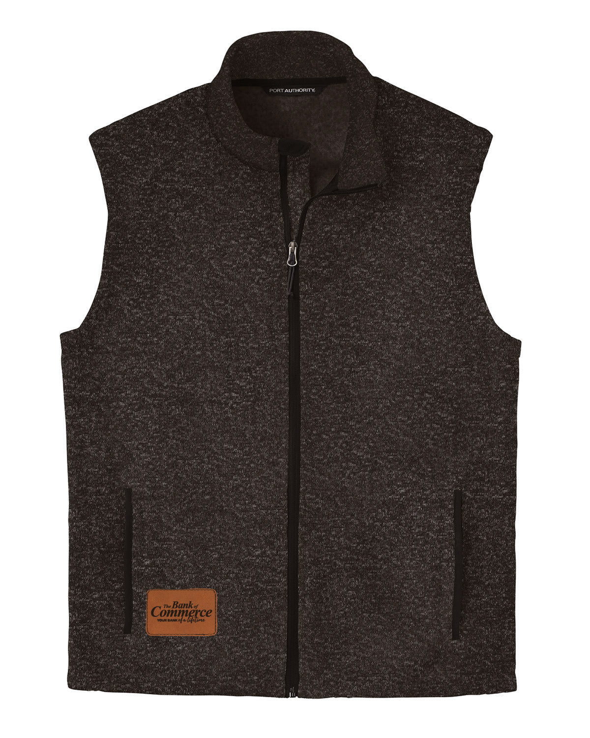 Bank of Commerce - Leather Patch - MENS Port Authority Sweater Fleece Vest - F236