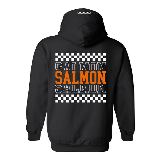 Checkered Block Salmon - Adult BLACK Hoodies