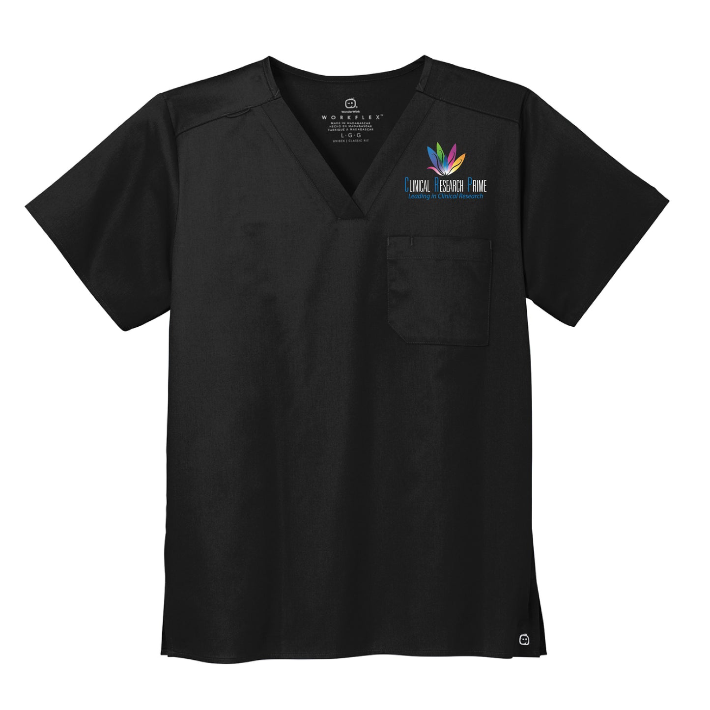 Clinical Research Prime - Standard Scrubs Unisex WorkFlex Chest Pocket V-neck Top