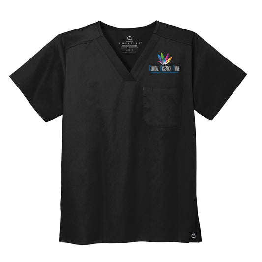 Clinical Research Prime - Standard Scrubs Unisex WorkFlex Chest Pocket V-neck Top