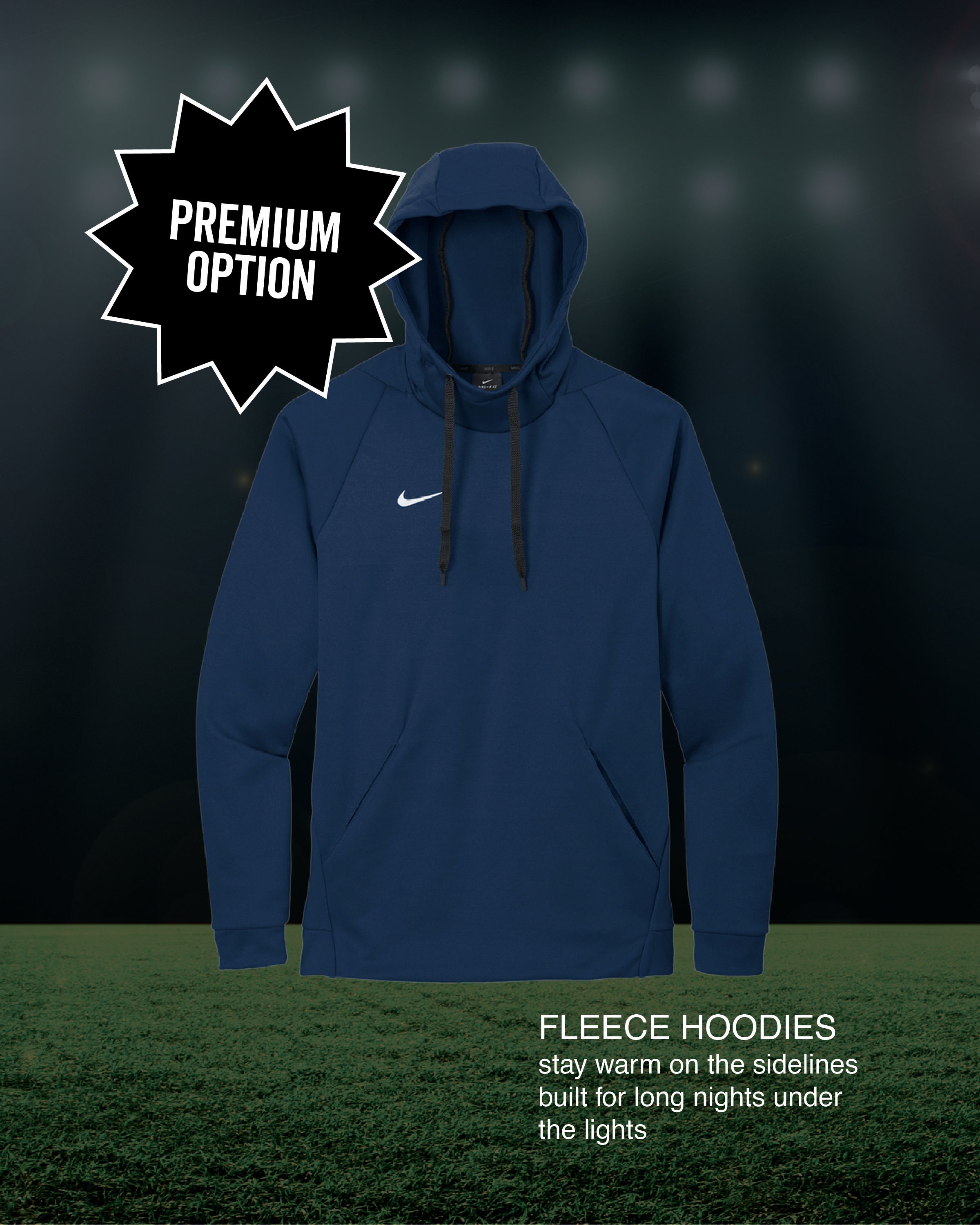 Navy premium custom hoodie for sports teams, coaches, and fan apparel by VAST Apparel