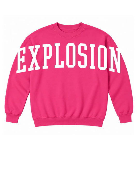 USA Explosion - Basic Fleece Crewneck - Oversized E X P L O S I O N Front Print - 18000