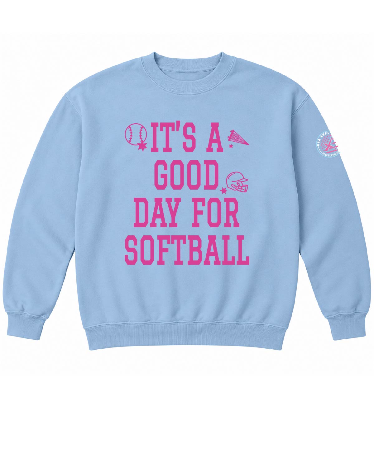 USA Explosion - Basic Fleece Crewneck - It's A Good Day For Softball - 18000