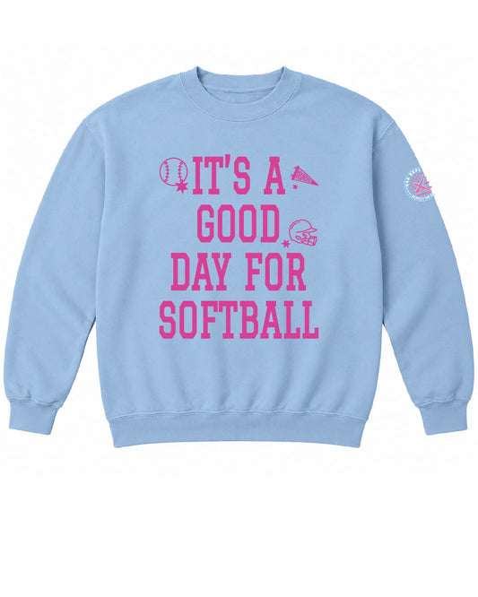 USA Explosion - Basic Fleece Crewneck - It's A Good Day For Softball - 18000