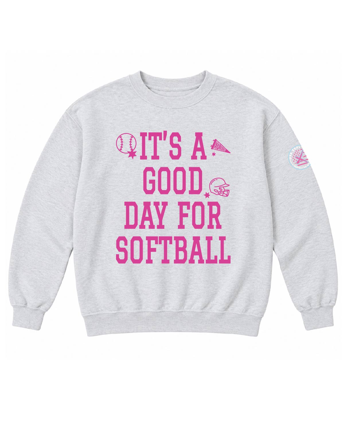 USA Explosion - Basic Fleece Crewneck - It's A Good Day For Softball - 18000