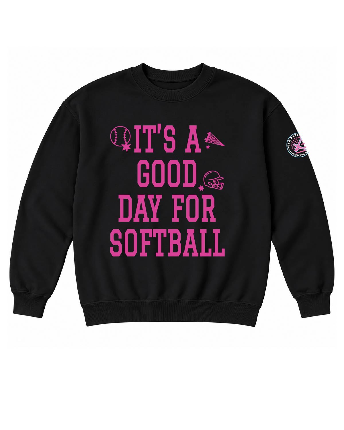USA Explosion - Basic Fleece Crewneck - It's A Good Day For Softball - 18000