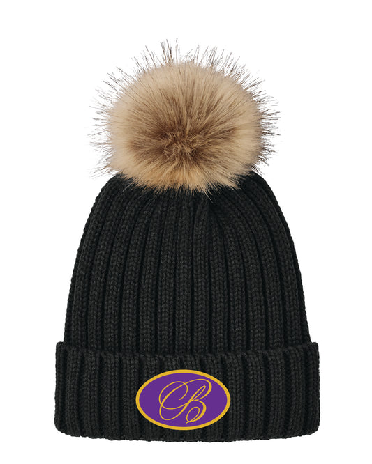 Broadmoor Skating - Embroidered Logo - Faux Fur Pom Beanie C990