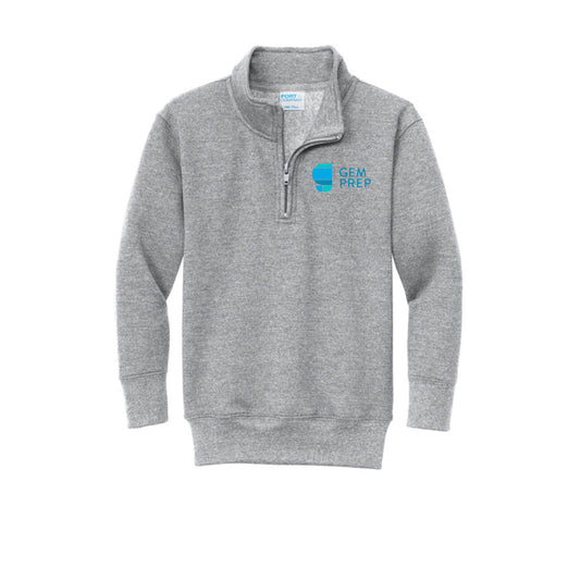 Gem Prep Dress Code - Embroidered Port & Co™ Youth Core Fleece 1/4-Zip Pullover Sweatshirt - PC78YQ