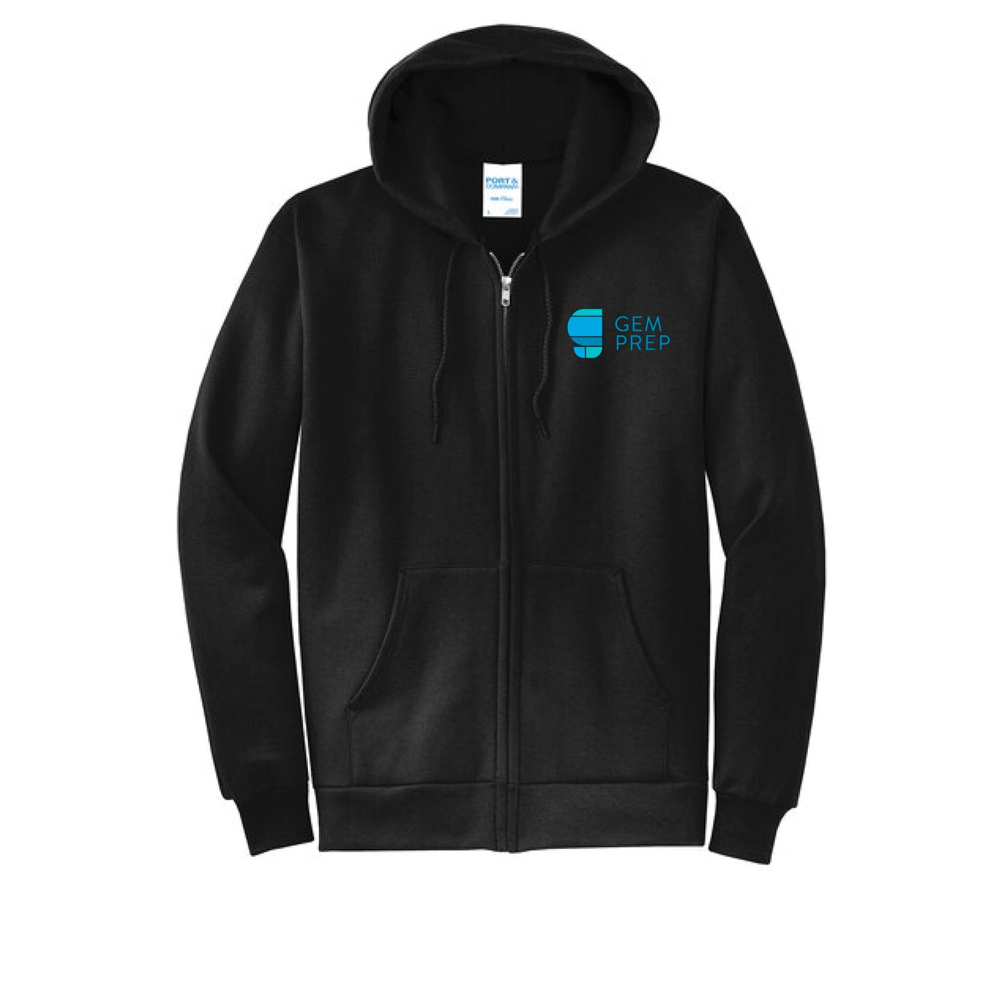 Gem Prep Dress Code - Embroidered Port & Co™ Core Fleece Full-Zip Hooded Sweatshirt - PC78ZH