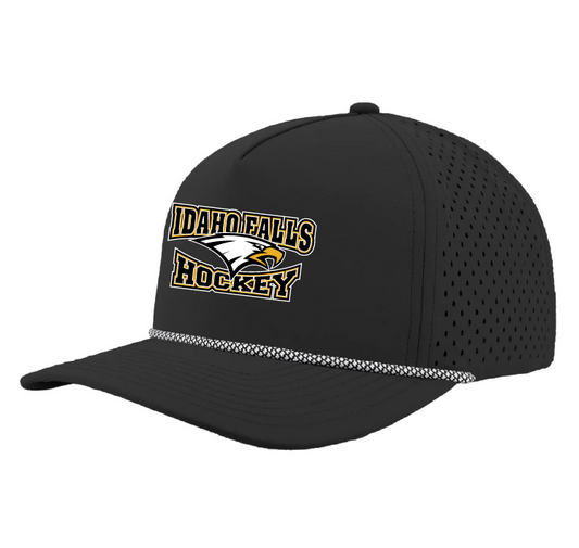 IFYHA - ZAPPED HEADWEAR - BLACKHAWK R+ 5 Panel Medium Profile Snapback w/ Rope