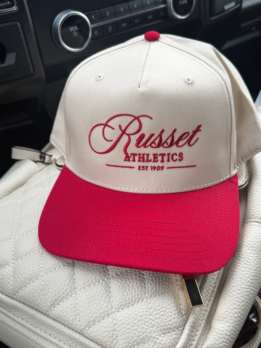 Shelley High School - Embroidered Design - Otto Hat - Tan and Red w/ Embroidered Russet Athletics