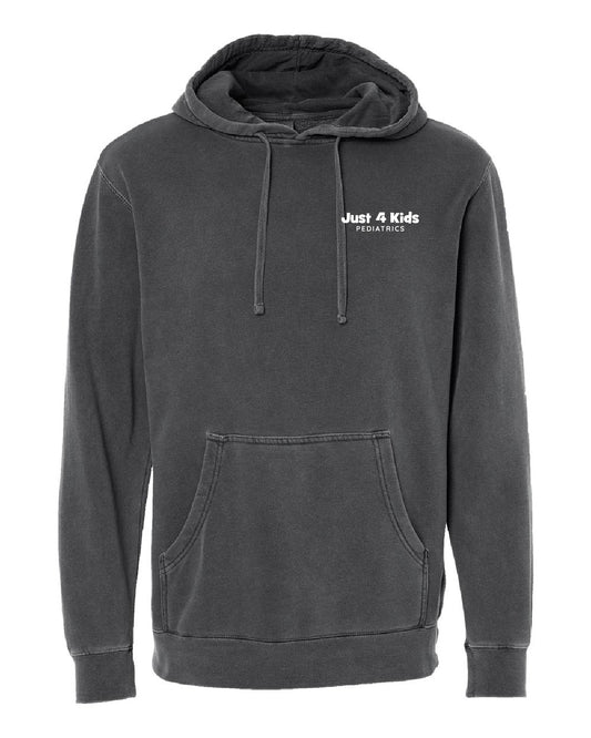 Just 4 Kids - White Printed Design - Independent Pigment Dye Hoodie - PRM4500