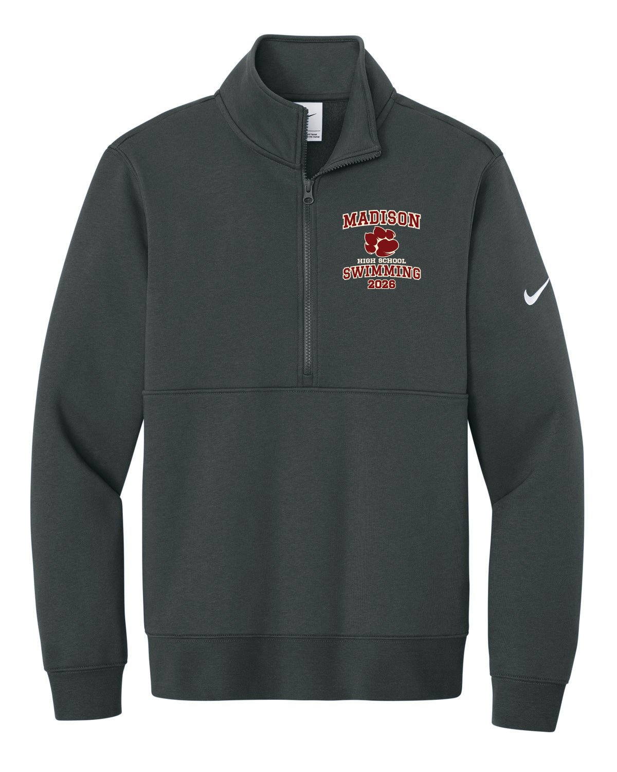 Nike Club Fleece 1/2 Zip - Anthracite - Printed Pocket Design