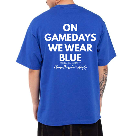 Thunder Ridge Football - On Game Days We Wear Blue - Royal Blue Shaka Tee