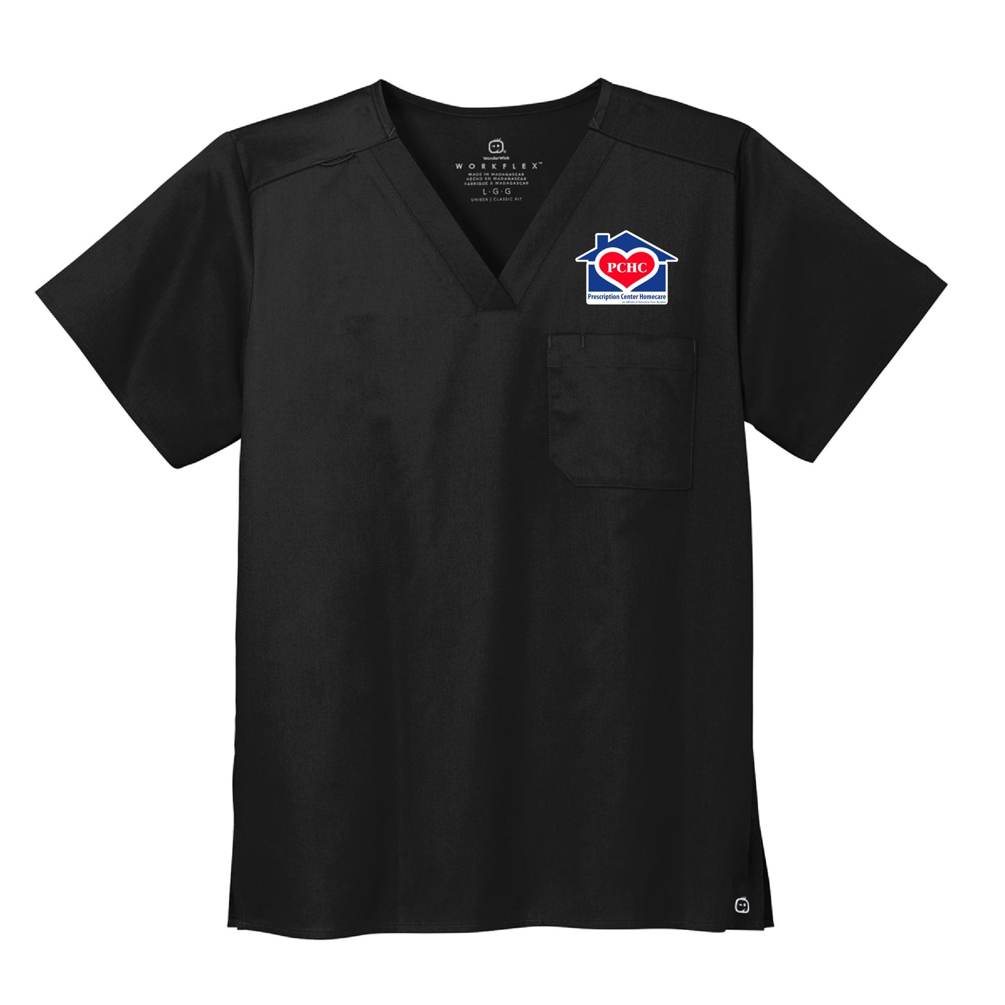 PCHC (Prescription Center Homecare) - Standard Scrubs Unisex WorkFlex Chest Pocket V-neck Top
