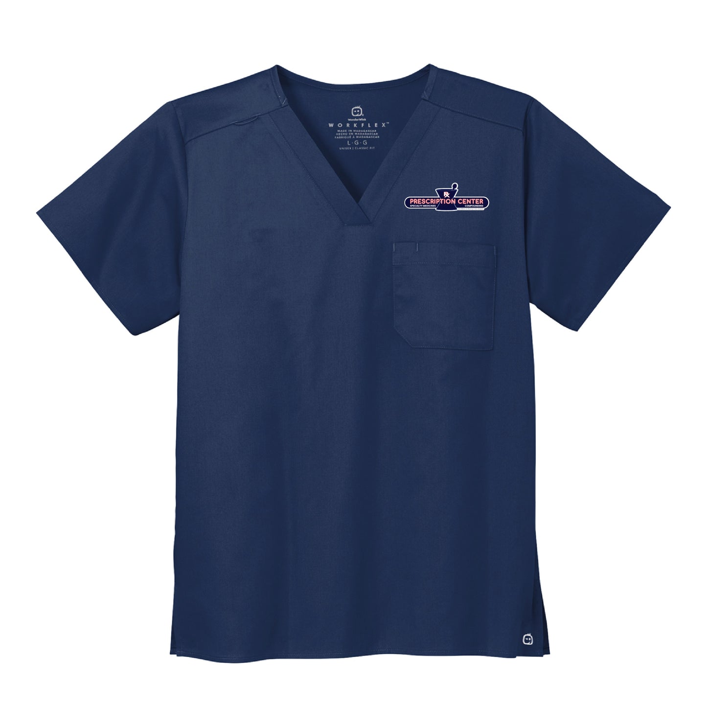 PCSMC (Prescription Center Specialty Medicines Compounding) - Standard Scrubs Unisex WorkFlex Chest Pocket V-neck Top