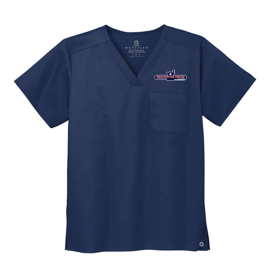 PCSMC (Prescription Center Specialty Medicines Compounding) - Standard Scrubs Unisex WorkFlex Chest Pocket V-neck Top