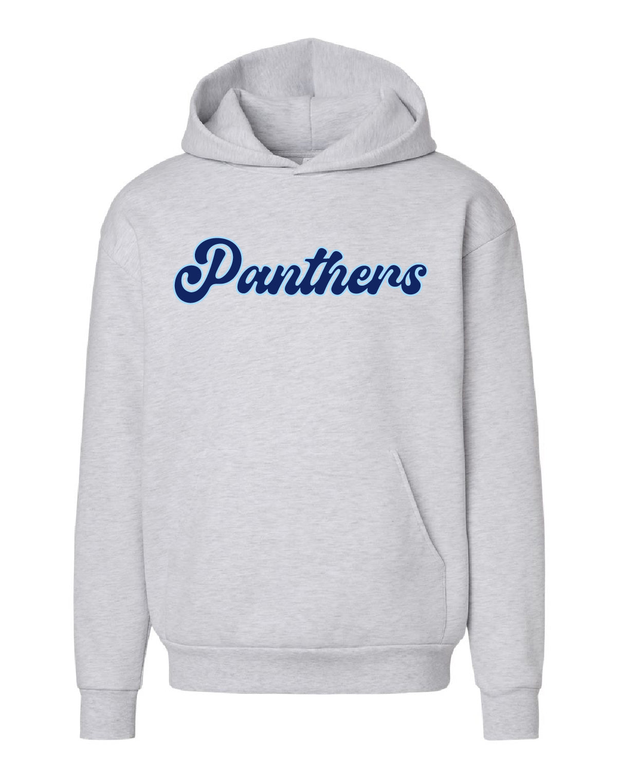 West Jefferson High School x VAST Apparel - Independent IND330BLV - Ash Heather Grey Hoodie w/ Panthers (Cursive) - Custom Number (Back)